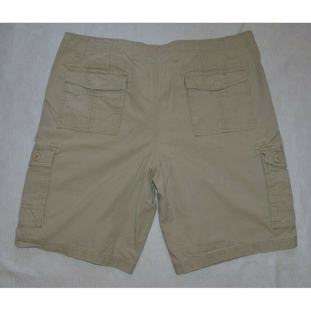 Mens Eddie Bauer Cargo Shorts Size 40 Tan Khaki Cotton Button Zip - Picture 2 of 5